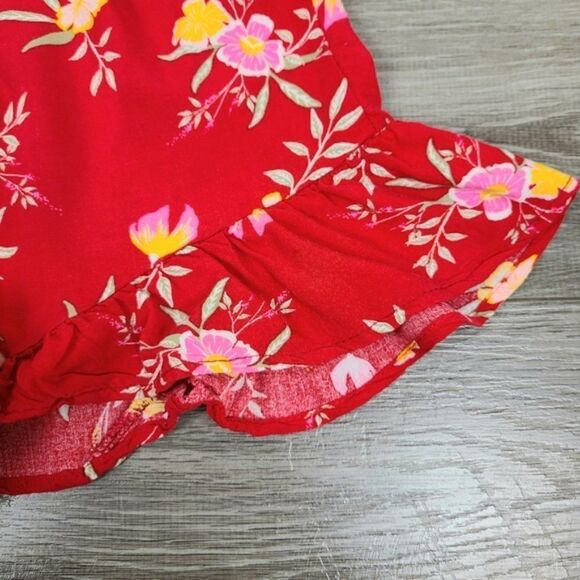 STREETWEAR Society Red Floral Ruffle Shorts Small - Picture 6 of 13